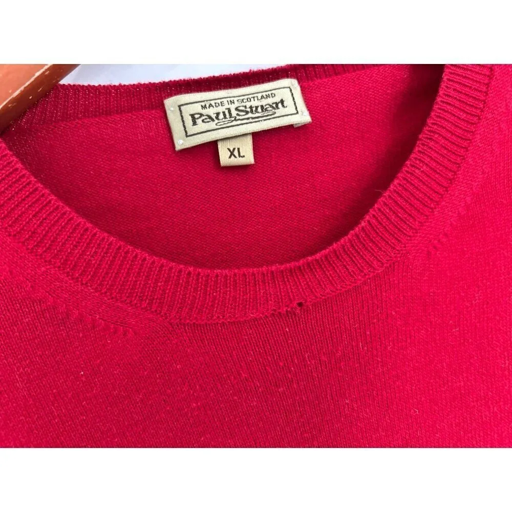 Paul Stuart Red Wool Crewneck Sweater Made In Scotland XL Mens